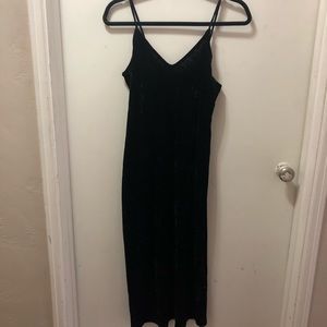 Black velvet midi dress